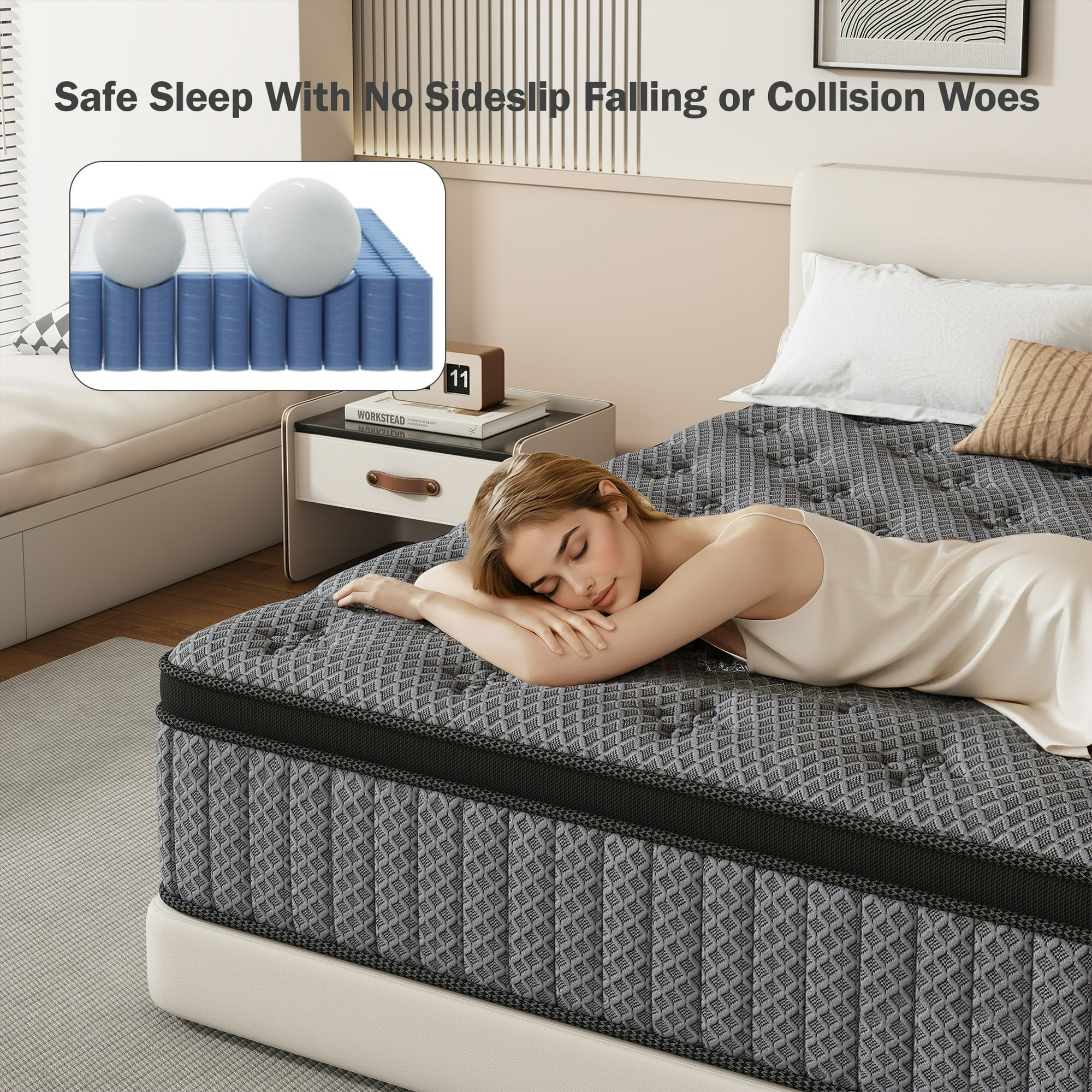 HIKOS 12 inch Twin Mattress in a Box, Cooling Gel Memory Foam Hybrid Mattress with Individually Wrapped Pocket Coils, Medium Firm Twin Size Mattress, Pressure Relief for Adult